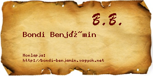 Bondi Benjámin névjegykártya